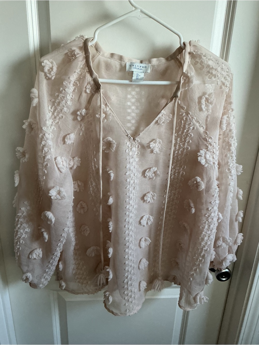 Calypso St. Barth Blush Embroidered V-Neck Tunic